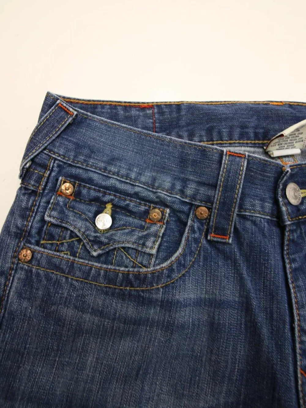 True Religion Ricky Flap Pocket Mens Blue Jeans 33 Made in USA